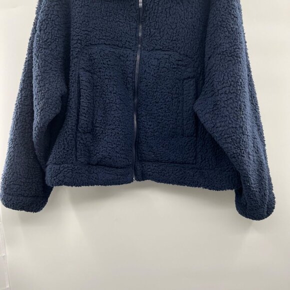Zenana Women's Sherpa Jacket Full Zip Navy Size XL Pockets - Picture 2 of 9